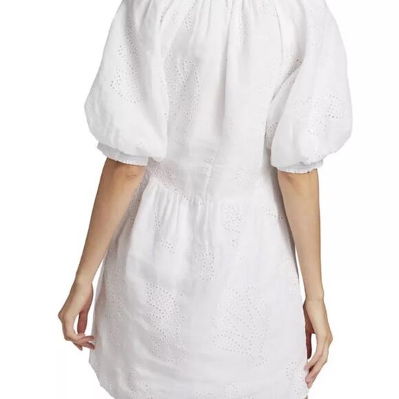 NWT FRAME White Eyelet Puff Sleeve Dress - size Large - Picture 3 of 14